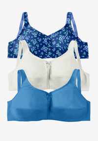 Comfort Choice Bra Size 40G Front Closure Wireless Adjustable Straps Blue  NWT