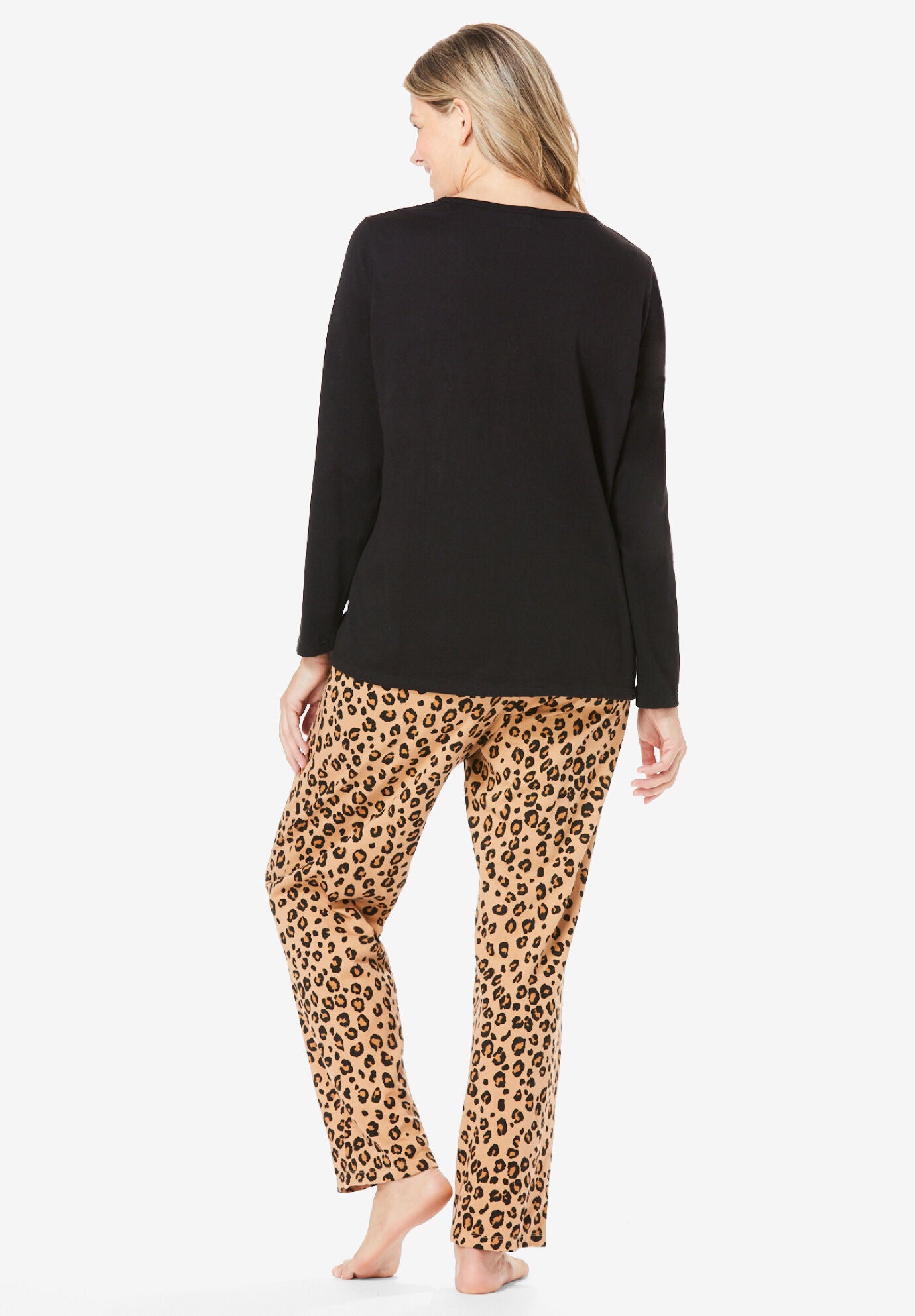Long Sleeve Knit PJ Set, CLASSIC LEOPARD, on-hover image number 1