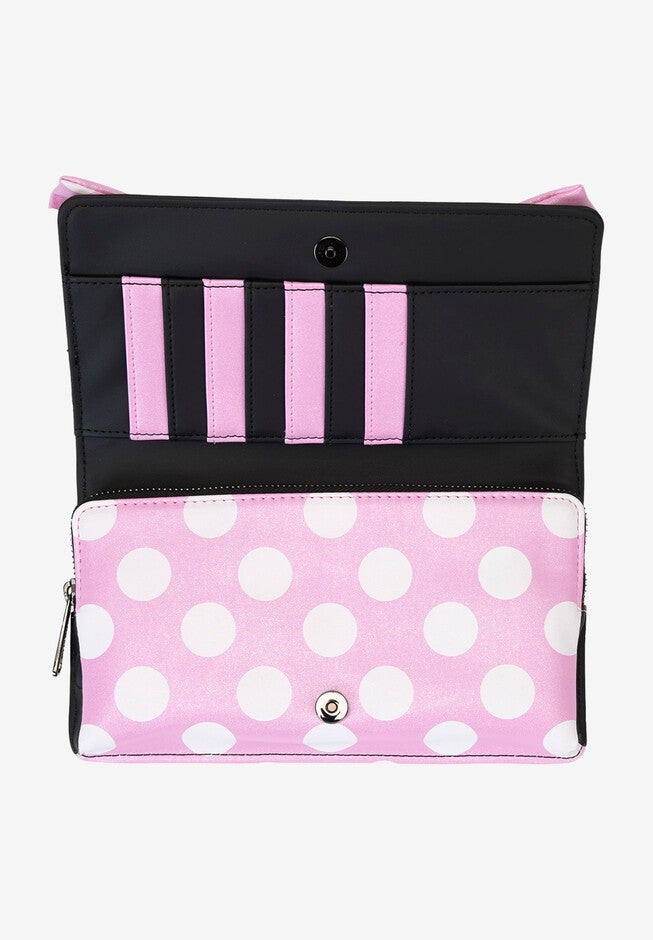 Loungefly x Disney Minnie Mouse Clutch Crossbody Bag Rock The Dots, BLACK, alternate image number null