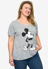 Retro Mickey Mouse V-Neck T-Shirt Gray, , alternate image number null