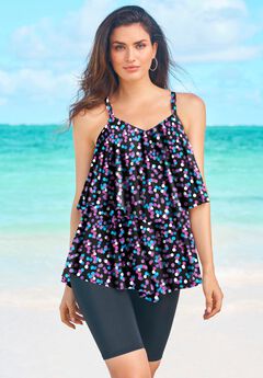 Mesh Double-Tier Tankini Top