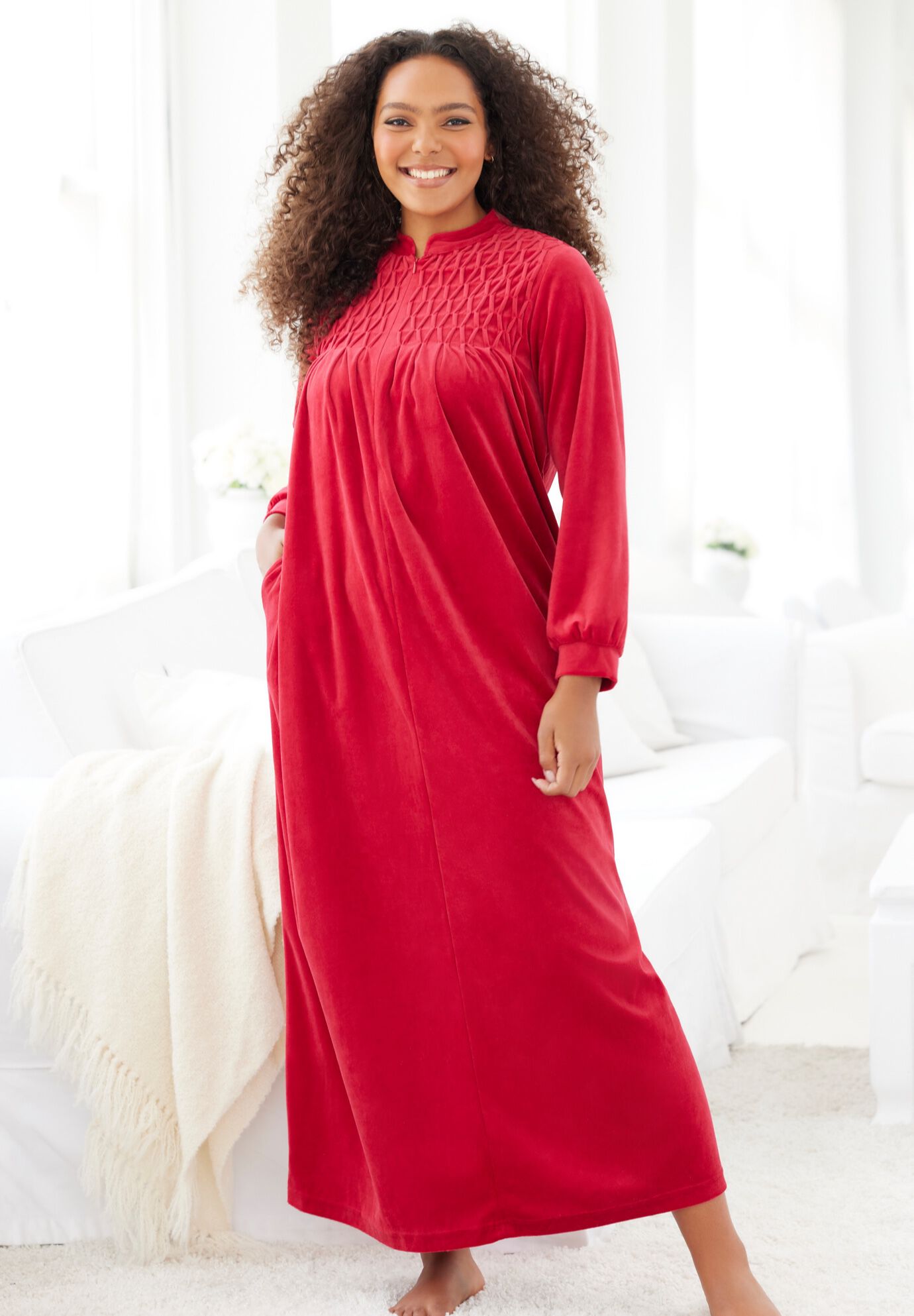 Long velour shop zippered robes