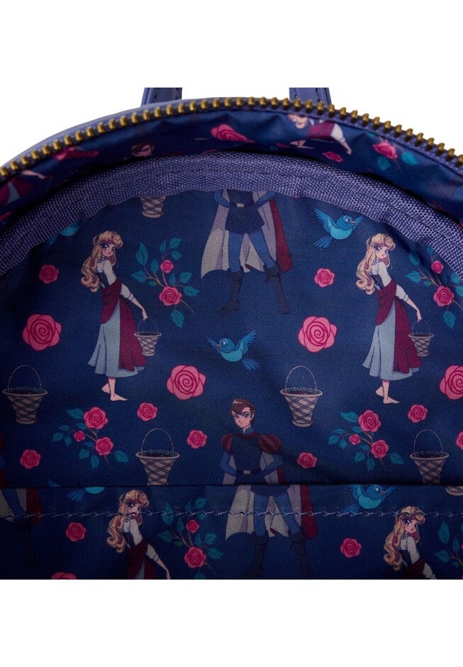 Loungefly x Disney Princess Aurora & Prince Phillip Mini Backpack Sleeping Beauty, PURPLE, alternate image number 3