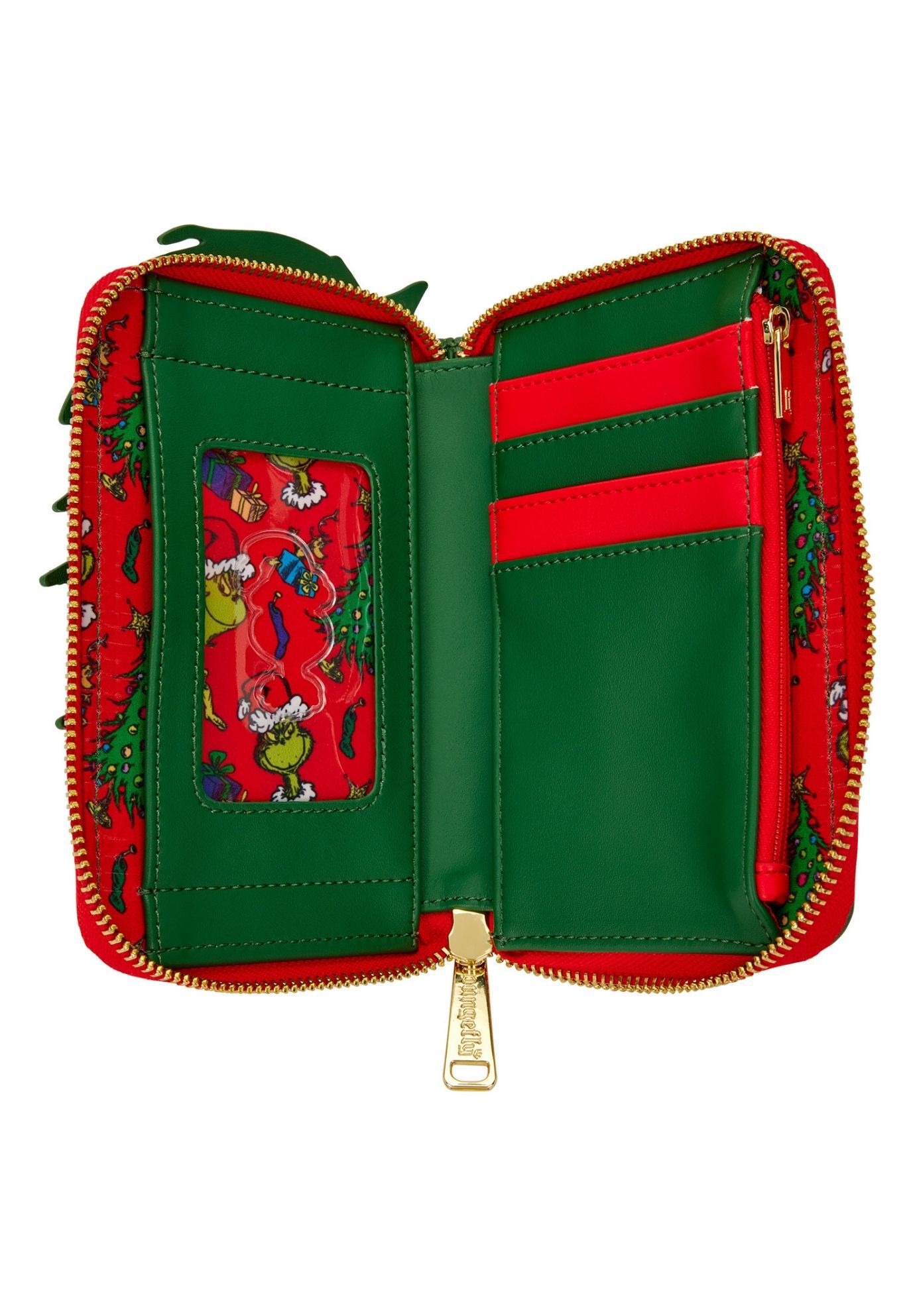 Loungefly x Dr. Seuss How the Grinch Stole Christmas! Tree Zip Around Wallet, GREEN, alternate image number 3