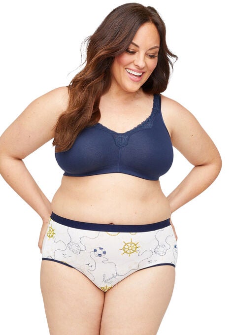 Cotton Full Brief Panty, NAUTICAL PRINT WHITE, hi-res image number null