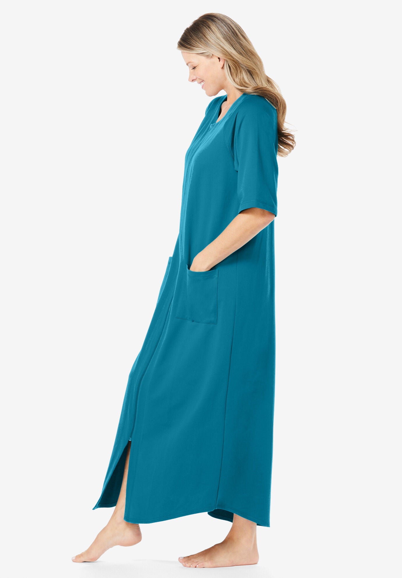 Ladies long zip front robes on sale