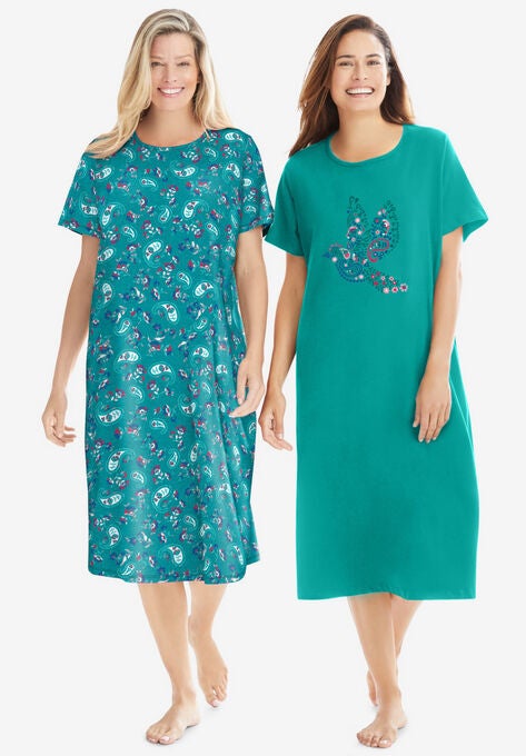 2-Pack Long Sleepshirts , WATERFALL PAISLEY, hi-res image number null