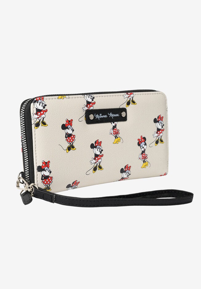 Minnie Mouse All-Over Print Zip Around Wallet Wristlet, , on-hover image number 1