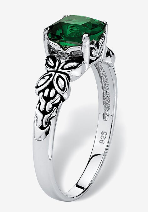 Cushion-Cut Birthstone Ring In Sterling Silver, , on-hover image number null