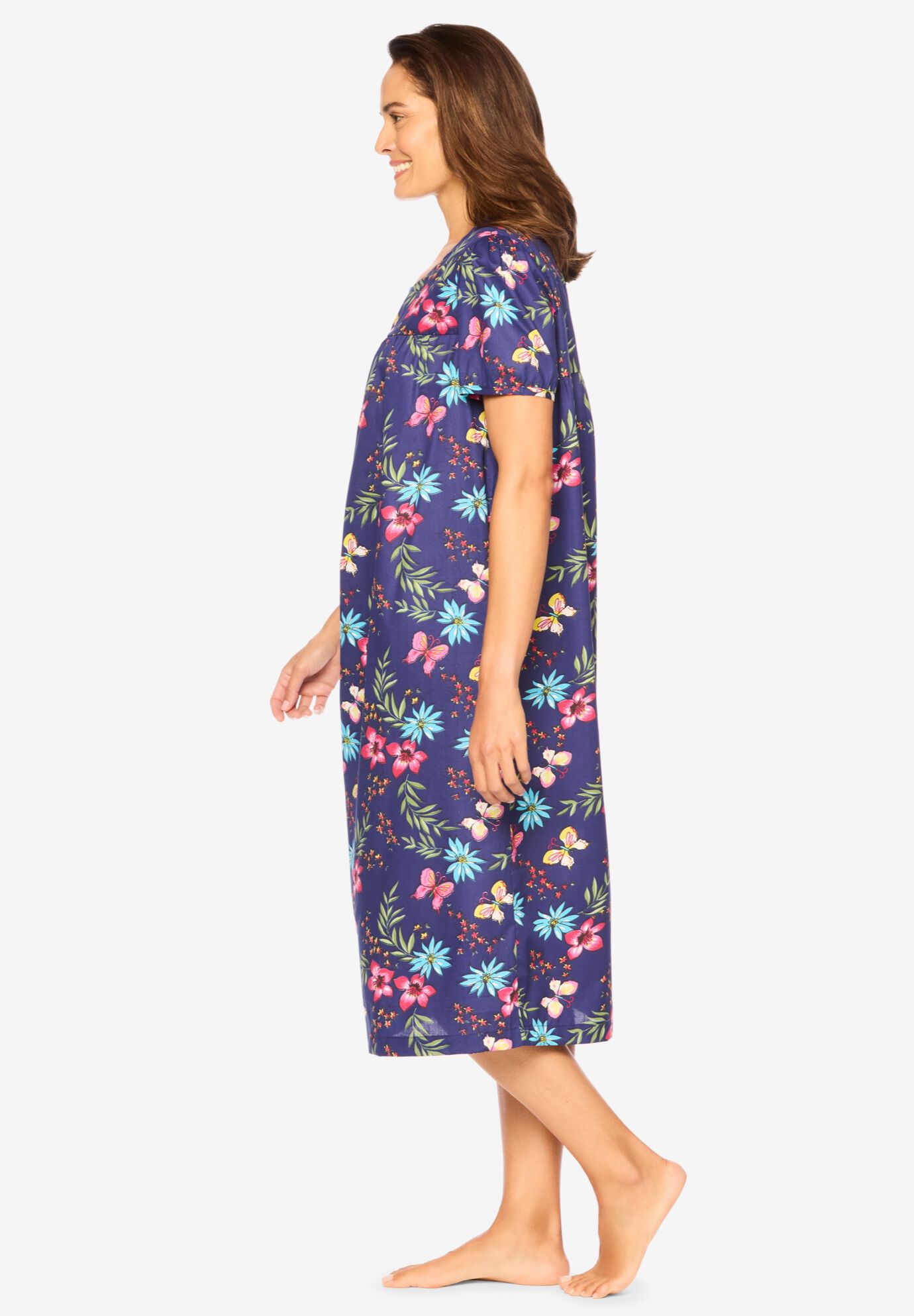 Short Print Shirred Lounger, DARK NAVY BUTTERFLY, alternate image number 2