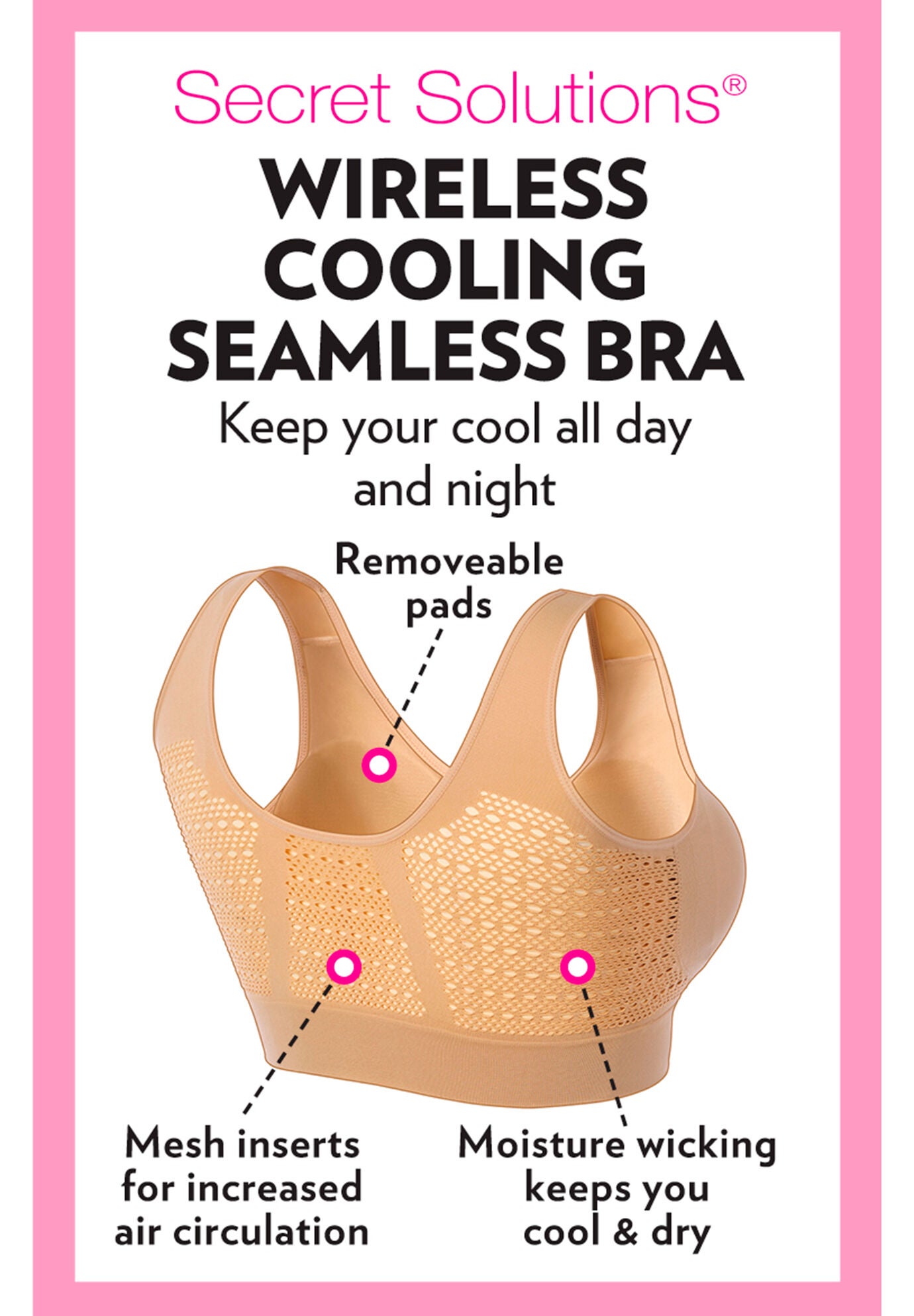 Wireless Cooling Seamless Bra, , alternate image number 4