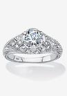 Silver Vintage Style Engagement Anniversary Ring Cubic Zirconia, SILVER, hi-res image number null