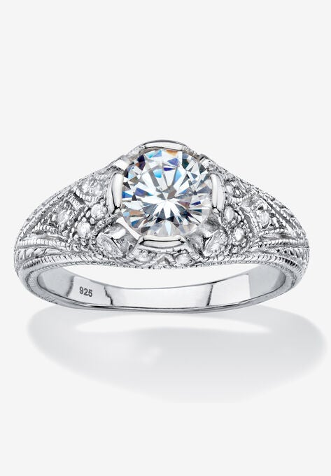 Silver Vintage Style Engagement Anniversary Ring Cubic Zirconia, SILVER, hi-res image number null