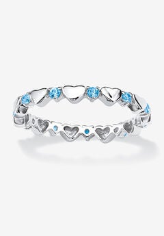 Simulated Birthstone Heart Eternity Ring