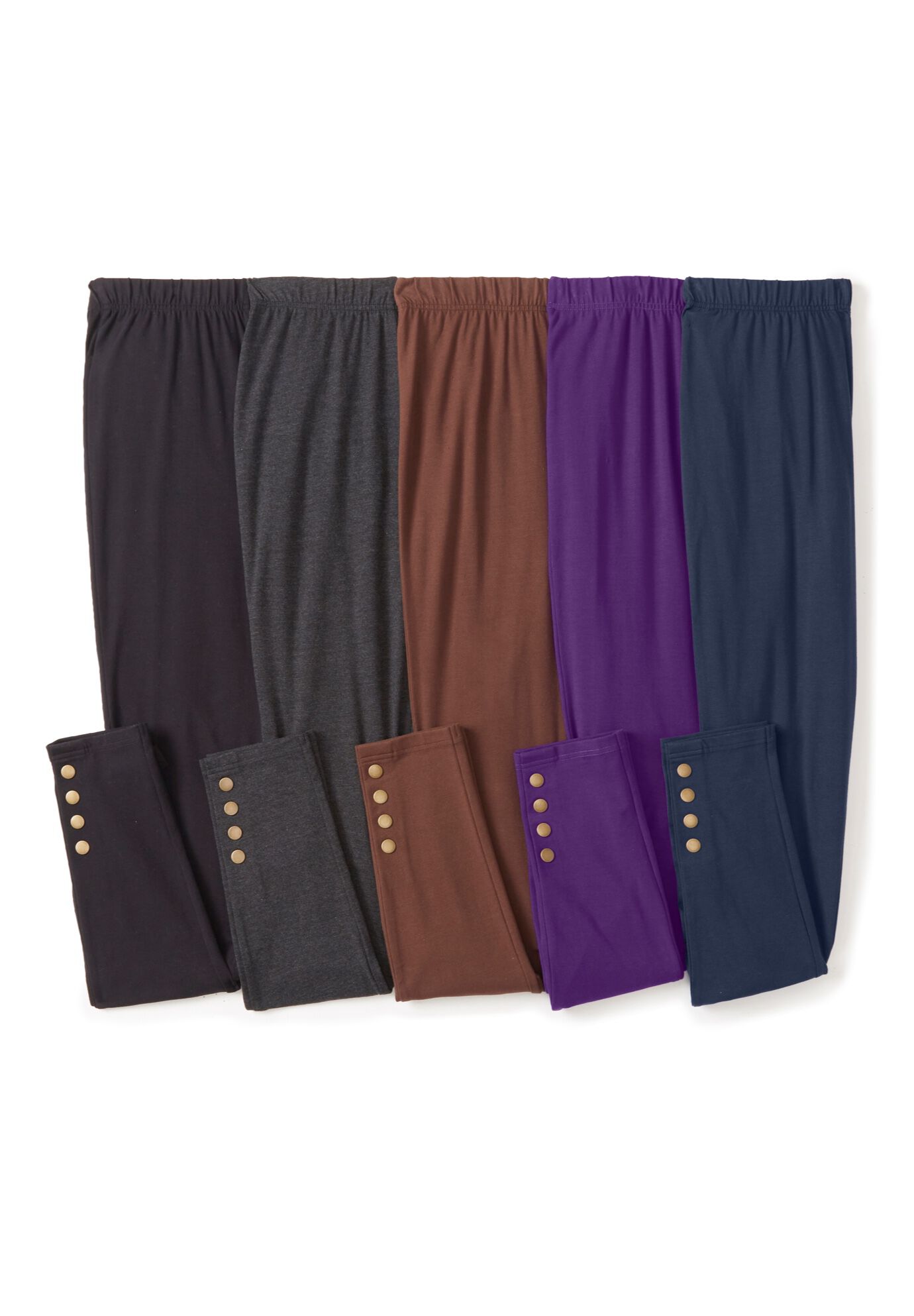 Stretch Cotton Snap-Trim Legging, , alternate image number 3