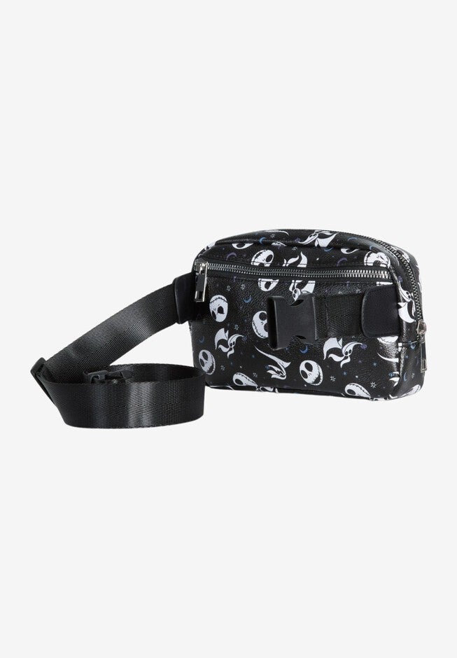 Disney Nightmare Before Christmas Jack Skellington Belt Bag Crossbody Zippered All Over Print Faux Leather, , alternate image number 6