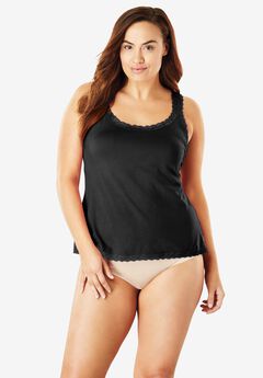 Lace-Trimmed Stretch Cotton Camisole