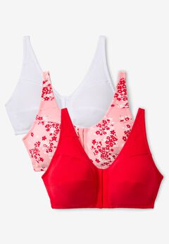 3-Pack Front-Close Cotton Wireless Bra
