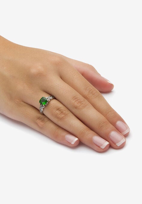 Cushion-Cut Birthstone Ring In Sterling Silver, , alternate image number null