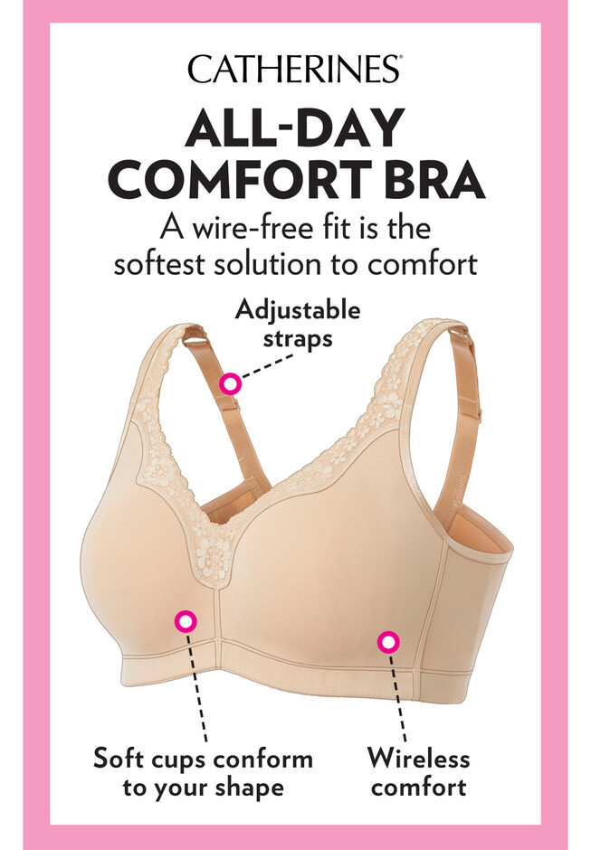 Fit For Me By Fruit of the Loom Women's Plus Size Cotton Unlined Underwire  Bra-Pinch-Free Straps - Side and Back Smoothing