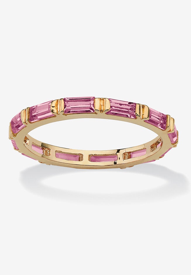 14K Yellow Gold-Plated Birthstone Baguette Eternity Ring, JUNE, hi-res image number 0