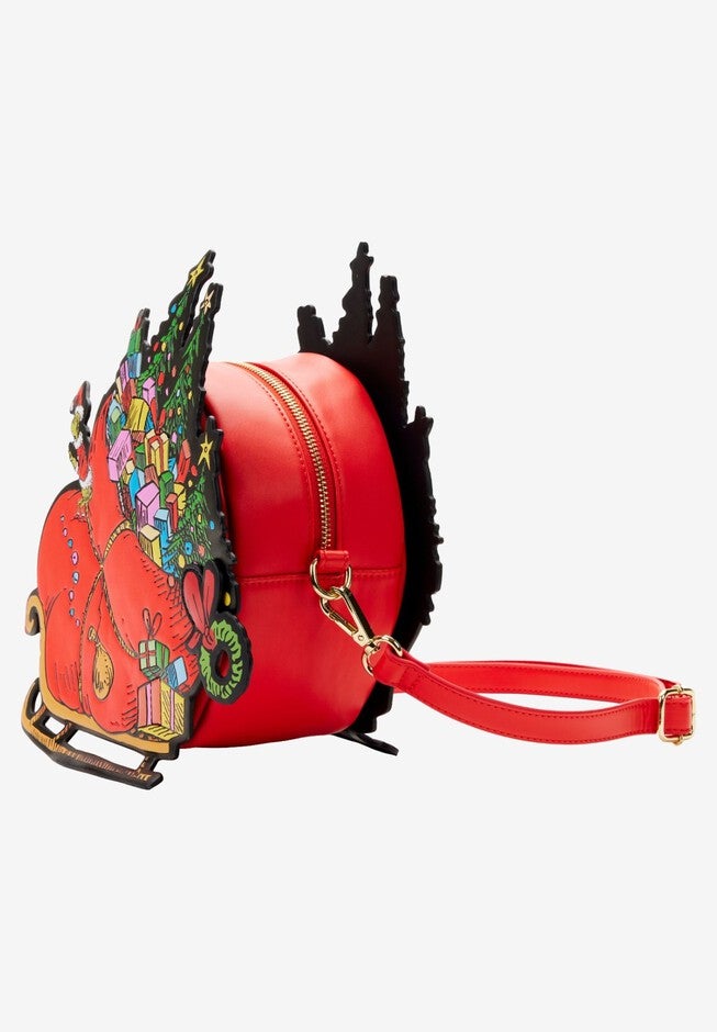 Loungefly x Dr Seuss The Grinch Sleigh Crossbody Bag Purse, BLUE, alternate image number null