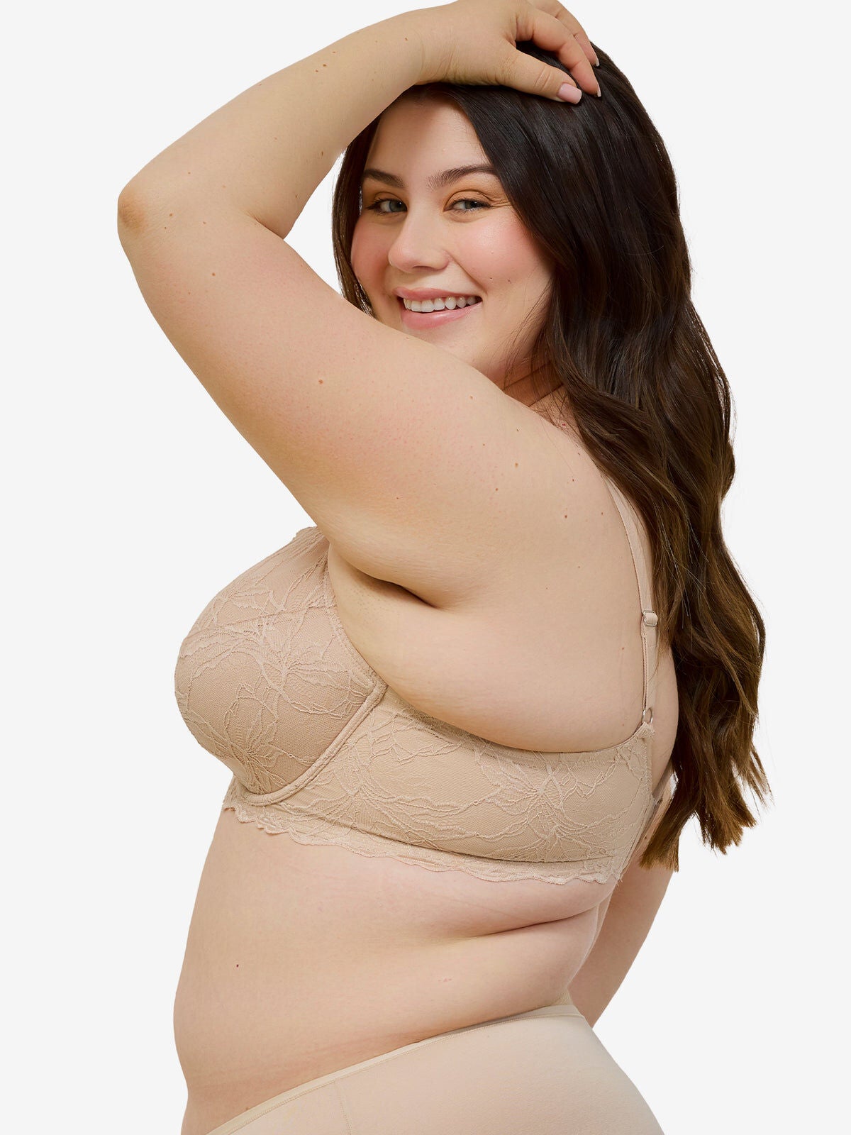 The Willow - Lace Plunge Underwire Bra, SAND, alternate image number 2