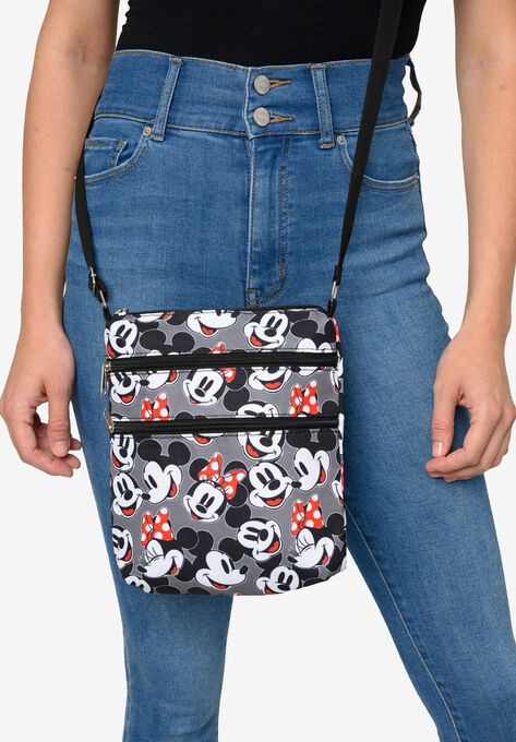 Mickey & Minnie Mouse Faces Smiles Passport Bag Travel Crossbody Purse, , alternate image number null