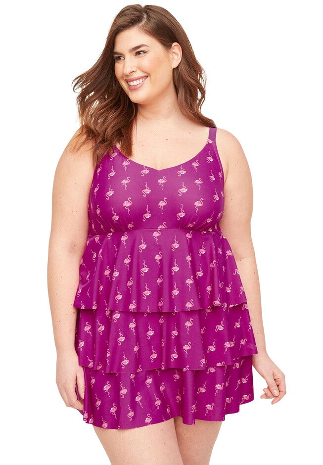 Flamingo Flair Swimdress, ALLOVER FLAMINGOS, hi-res image number 0