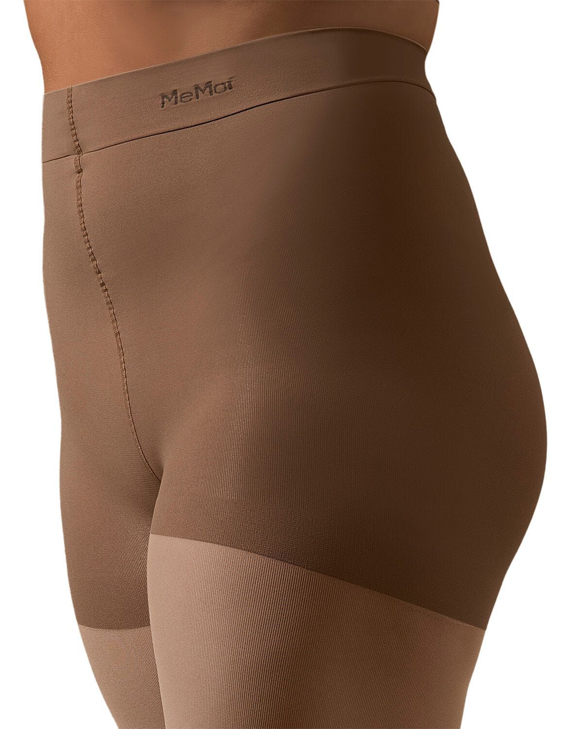 Microfiber Opaque Plus Size Curvy Control Top Tights, DARK CHOCOLATE, alternate image number 2