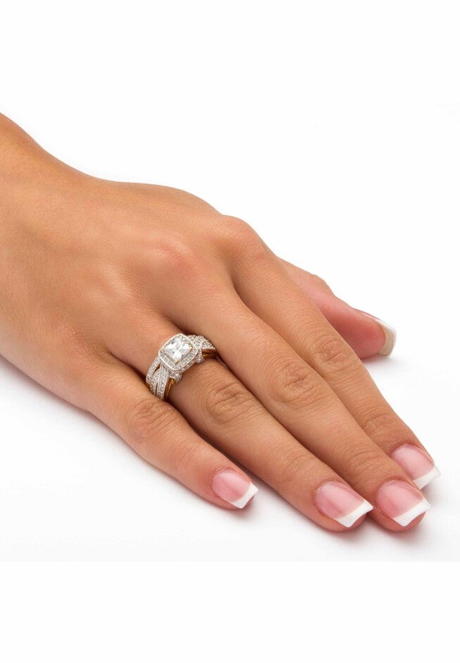 Gold over Silver Bridal Ring Set Cubic Zirconia (1 3/4 cttw TDW), , alternate image number null