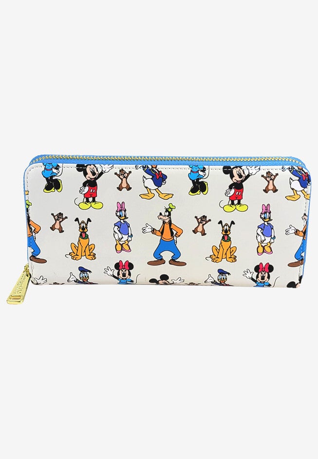 Loungefly X Disney Mickey & Friends Waving Zip Around Clutch Wallet, WHITE, hi-res image number 0