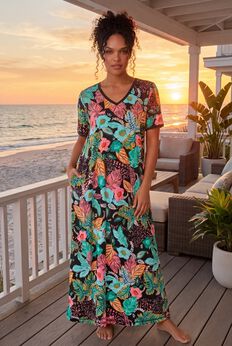 V-Neck Short Sleeve Maxi T-Shirt Lounger