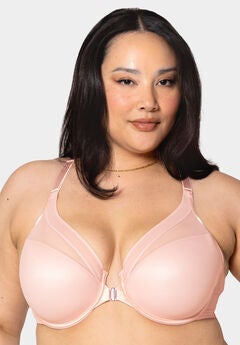 Sheer Mesh Front-Close Racerback T-Shirt Bra
