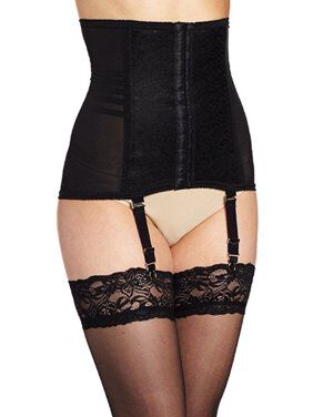 Firm waist cincher with removable garters., BLACK, hi-res image number 0