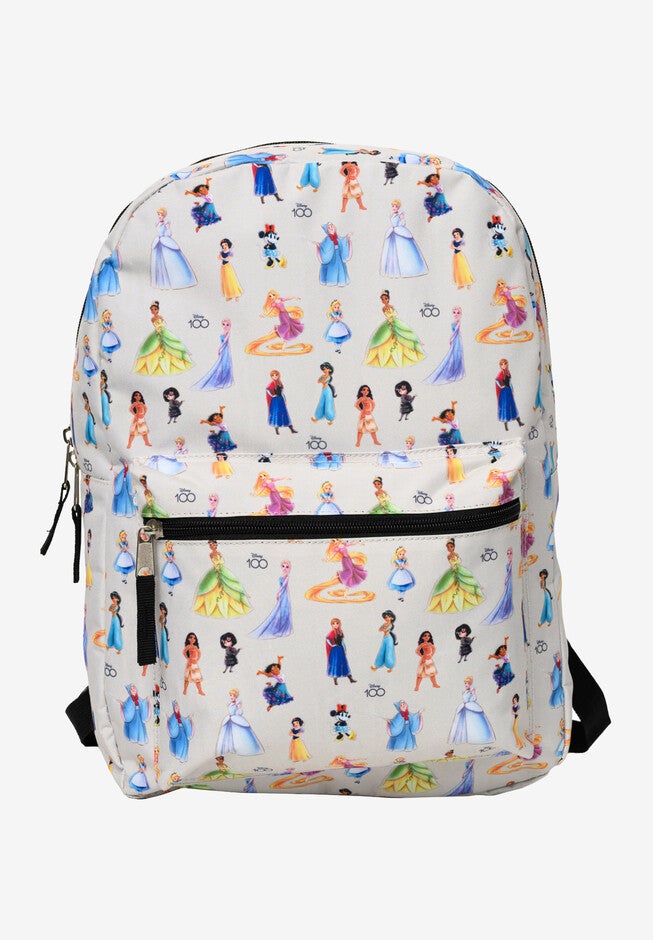 Disney 100 Years Celebration Characters All-Over Print 16 inches Deluxe Nylon Backpack, WHITE, hi-res image number 0