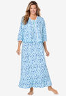 2-Piece Nightgown and Bed Jacket Set, PALE OCEAN PANSY, hi-res image number null