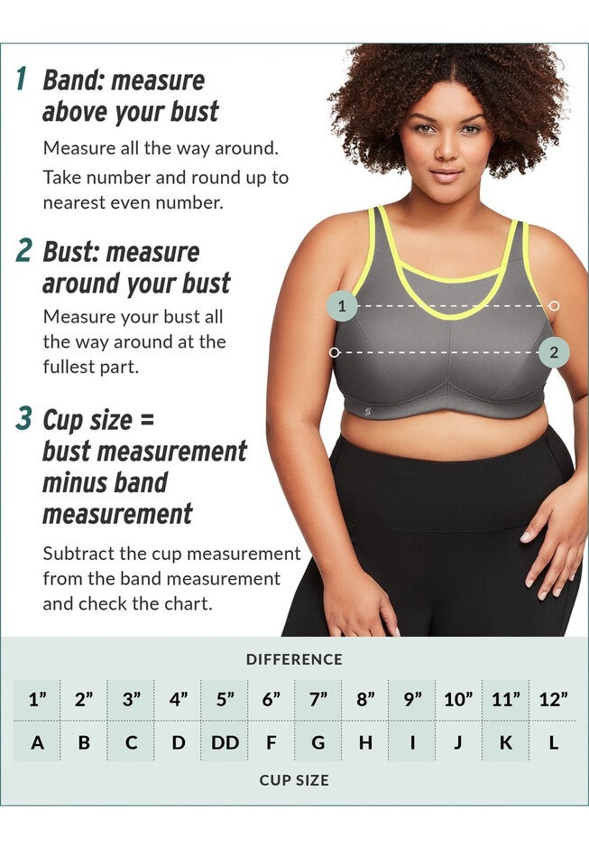 Full Figure Plus Size Custom Control Sports Bra Wirefree #1166 Bra, , alternate image number 4