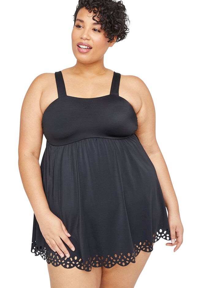 Scallop Haven Swimdress, BLACK, hi-res image number 0