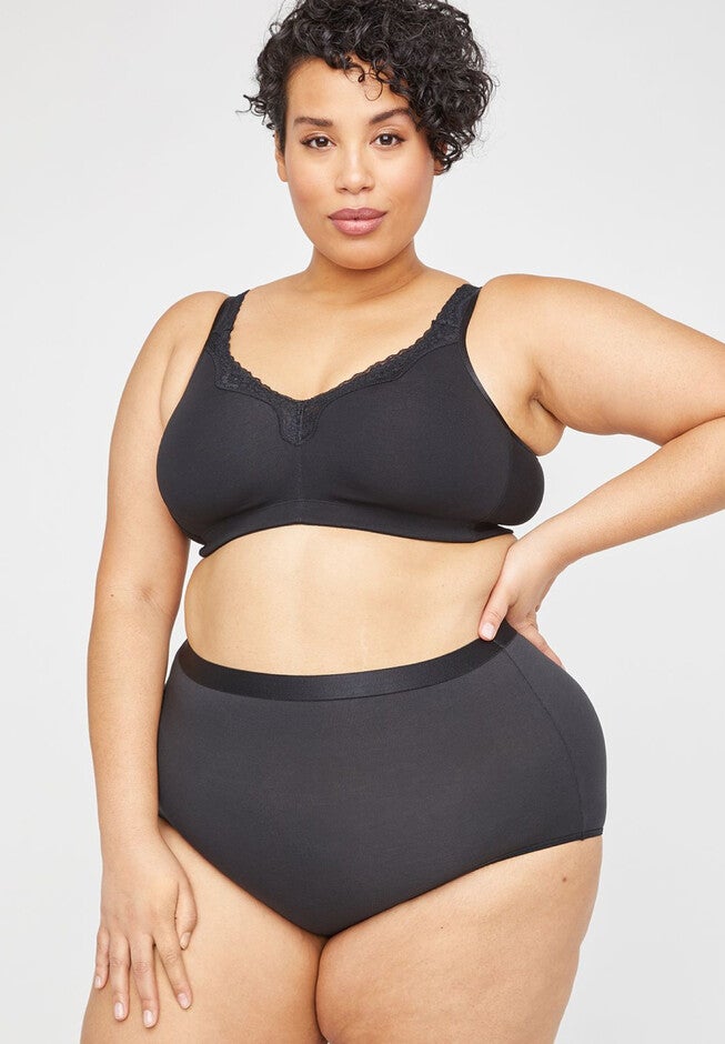 Cotton High-Waist Full Brief Panty, BLACK, hi-res image number null