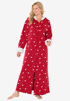 Sherpa-Lined Long Hooded Robe