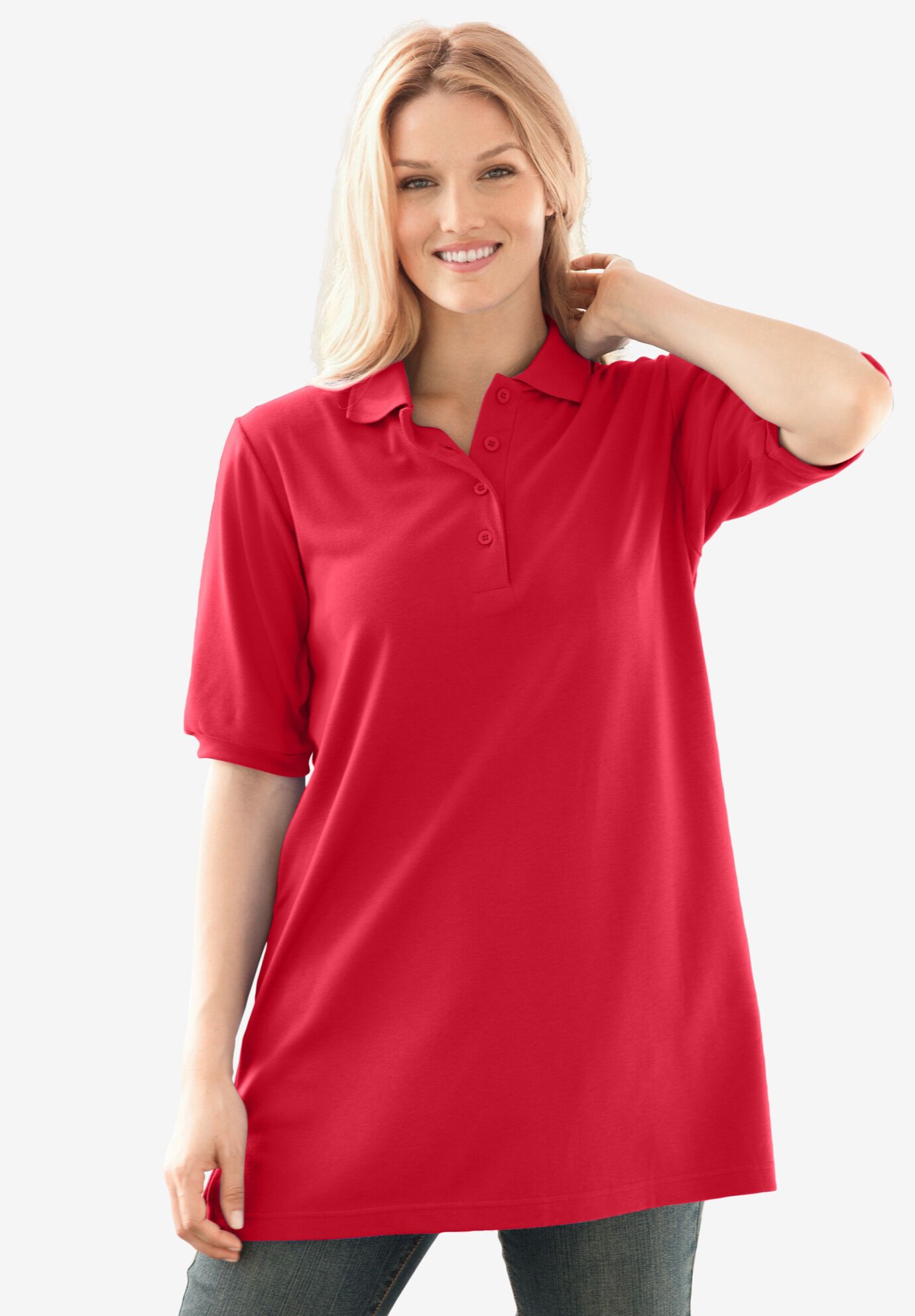 Elbow Sleeve Polo Tunic Catherines
