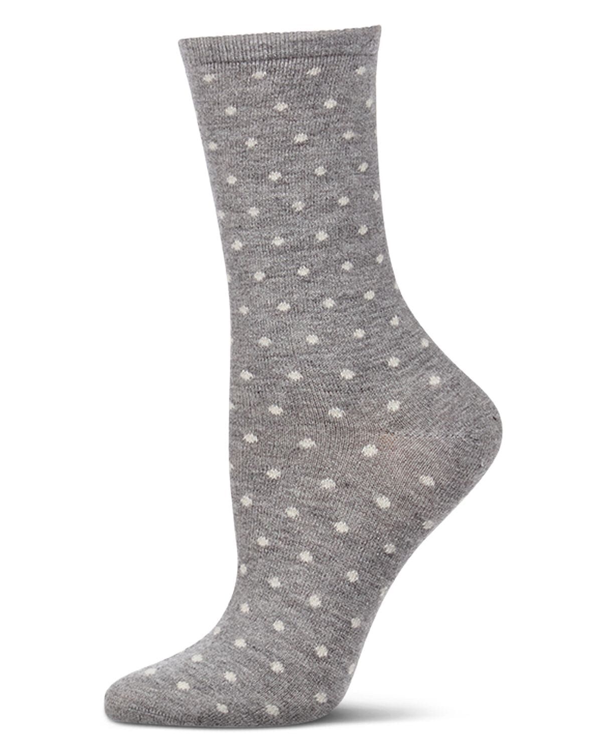 Women's Mini Dot Cashmere-Blend Crew Socks, MED GRAY HEATHER, hi-res image number 0