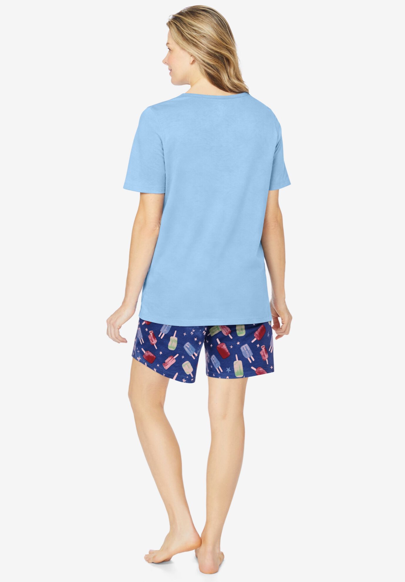 Knit PJ Short Set, SKY BLUE POPSICLE, on-hover image number 1