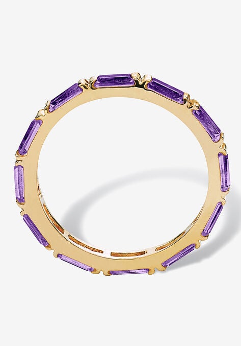 Yellow Gold-Plated Birthstone Baguette Eternity Ring, , on-hover image number null