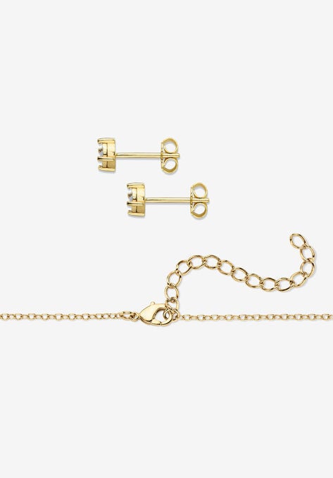 Yellow Gold-Plated Cross Pendant with Genuine Diamond Accent on 18" Chain, , on-hover image number null