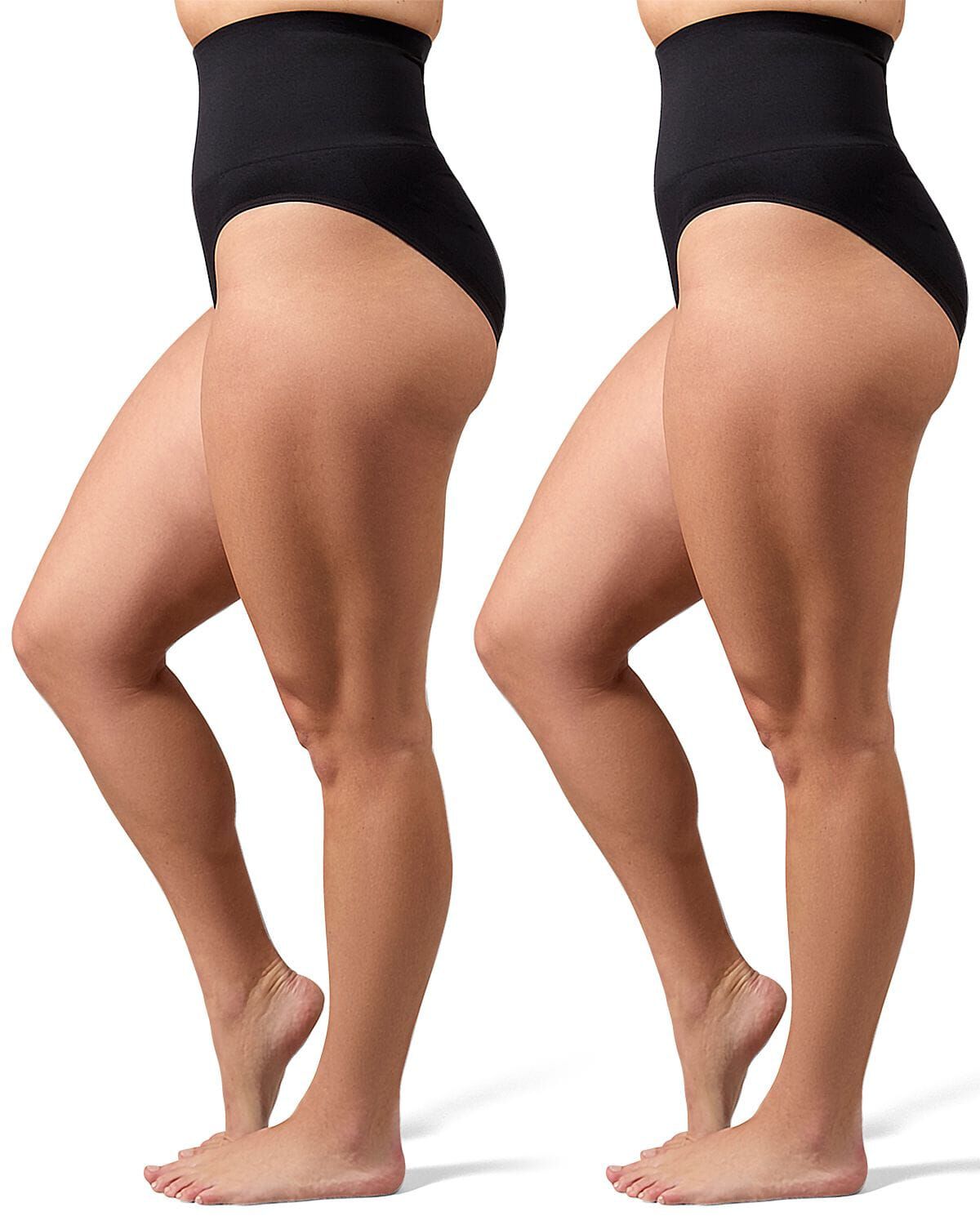 2 Pair Women's Full Coverage High Waisted Shaping Briefs, BLACK, hi-res image number 0