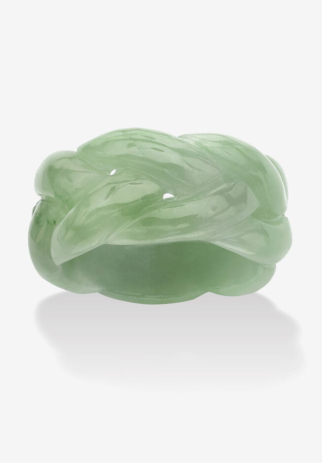 Genuine Green Jade Braided Eternity Ring, GREEN, hi-res image number null