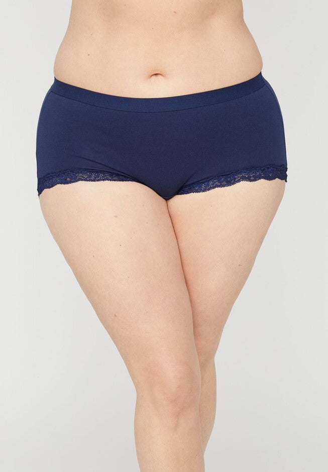 Cotton Boyshort Panty With Lace, MARINER NAVY, hi-res image number null