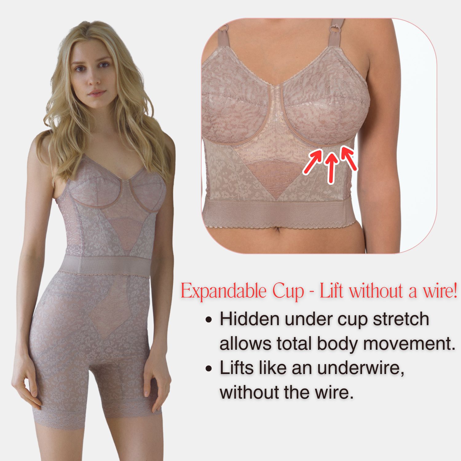 Long Line Firm Shaping Expandable Cup Bra 2202, MOCHA, alternate image number 3